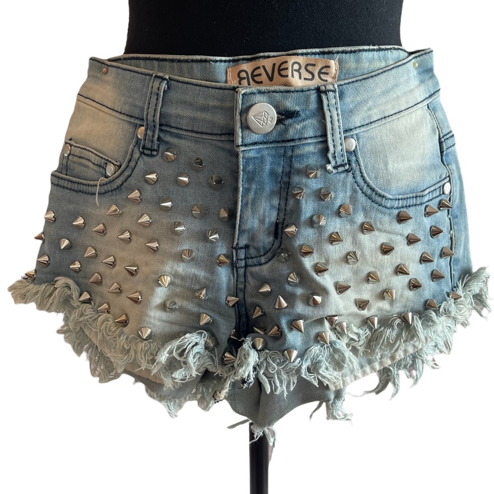 REVERSE studded blue jean shorts in size XS